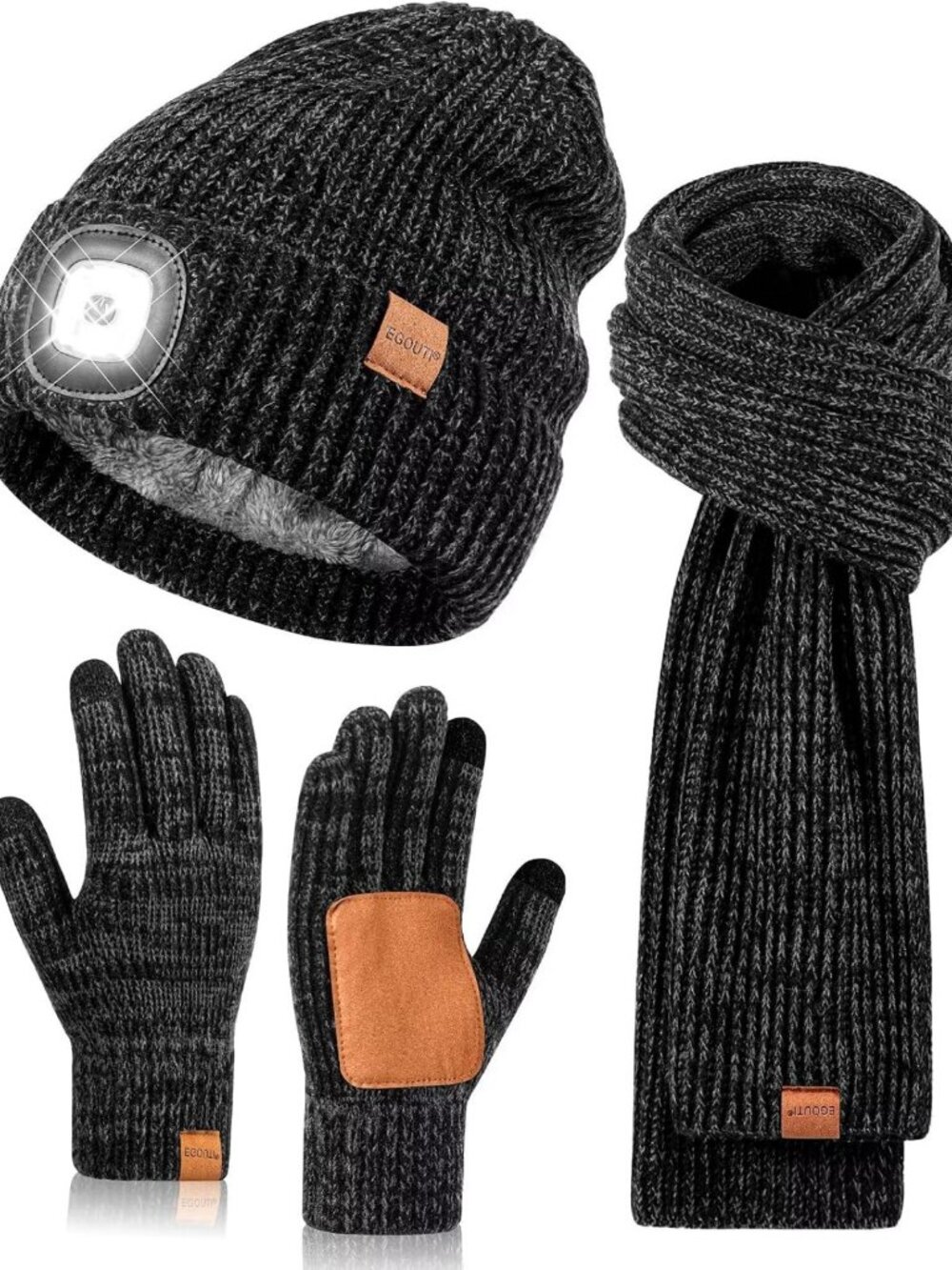 3-in-1 LED Beanie, Touchscreen Gloves & Scarf Set - Winter Warmth Gift